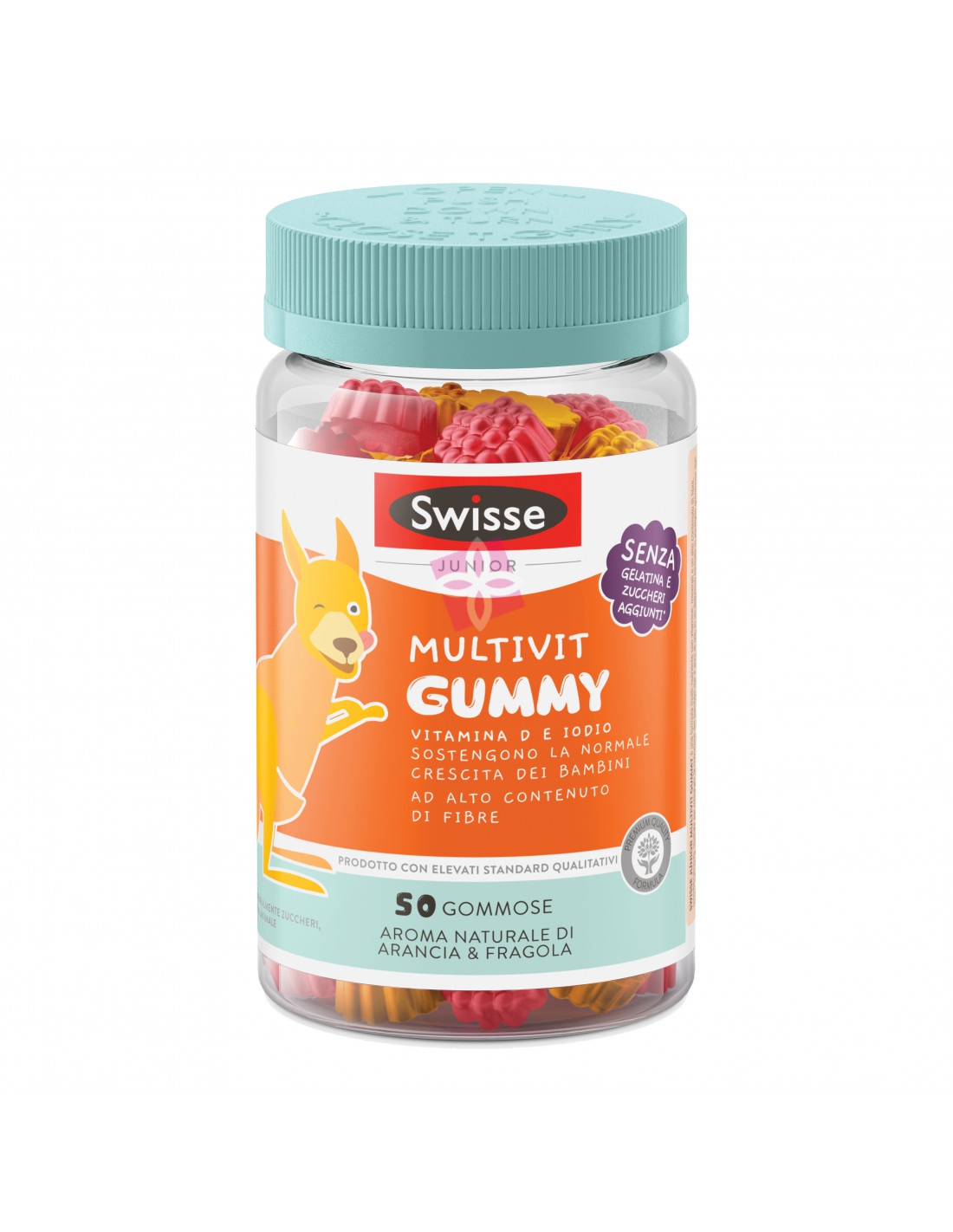 SWISSE JUNIOR MULTIVIT GUMMY caramelle gommose gusto fragola e arancia
