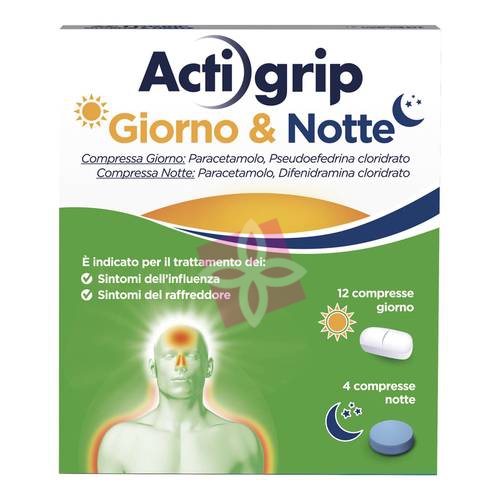 Actigrip Giorno&Notte 500 Mg + 60 Mg Compresse 12 Compresse Giorno + 500 Mg + 25 Mg Compresse 4 Compresse Notte