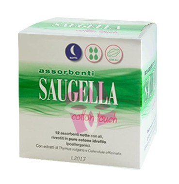 Saugella Linea Cotton Touch 12 Assorbenti Notte con Ali in Puro Cotone Offerta