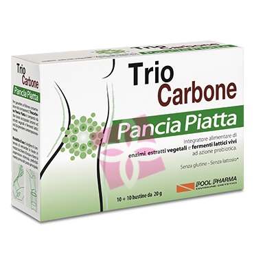 PoolPharma Linea Intestino Sano Triocarbone Pancia Piatta Integratore 10+10Buste