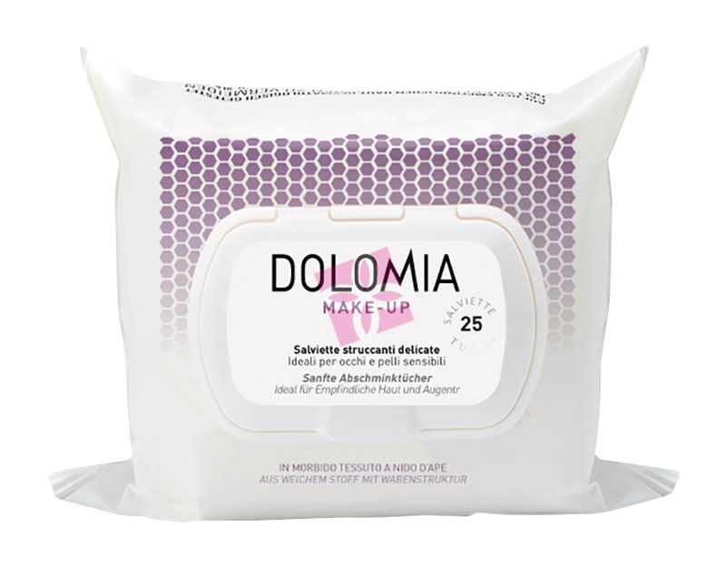 Dolomia Linea Trucco Viso 25 Salviette Struccanti per Occhi e Pelli Sensibili